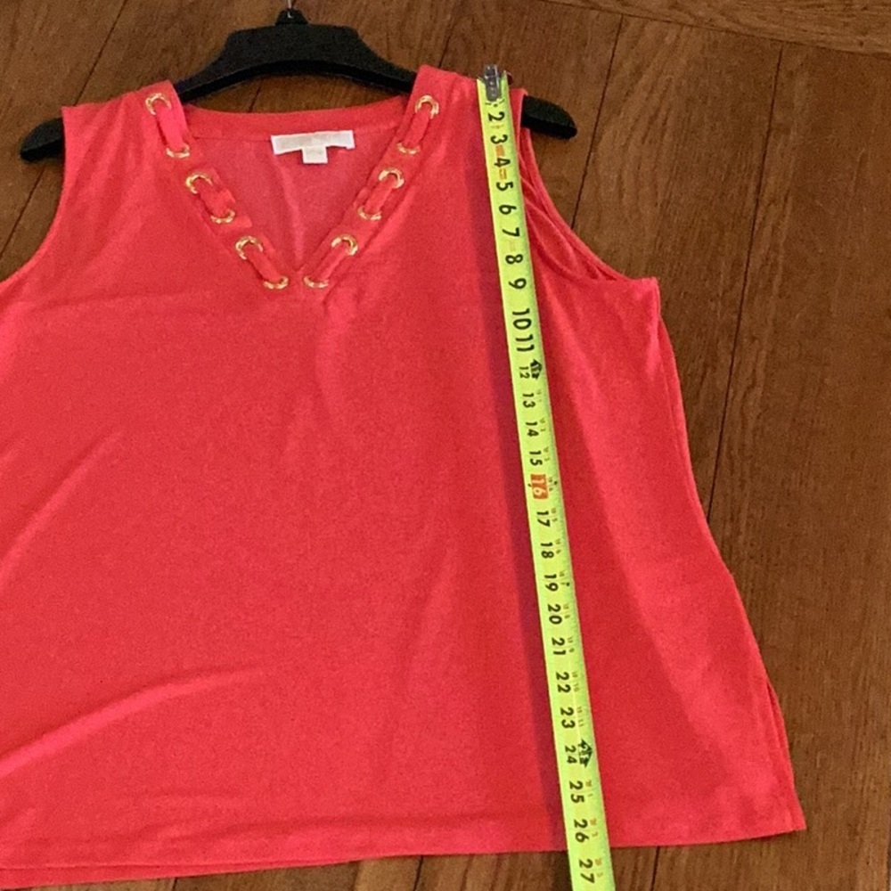 Michael Kors sea Coral V-Neck Blouse with Gold Accents. Women’s size XL - Picture 11 of 13